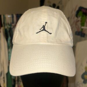 Rare Y2K Jordan White Baseball Cap with Black Jumpman Logo